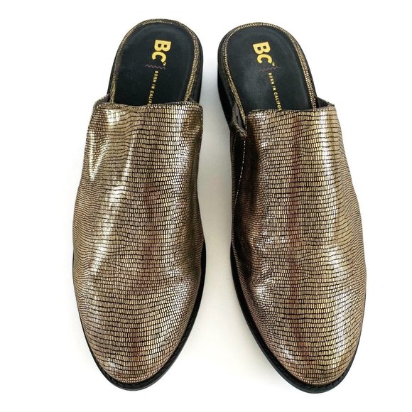 BC Shoes Vegan Mules Slides Women's 9 Slip On Metallic Modern Casual Avant Garde - Picture 4 of 16